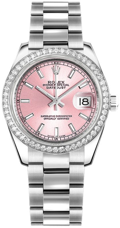 repliche Orologio Rolex Datejust 31 con castone di diamanti rosa 178384