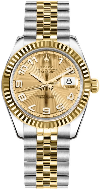 repliche Orologio Rolex Datejust 31 con cerchi concentrici e quadrante champagne 178273