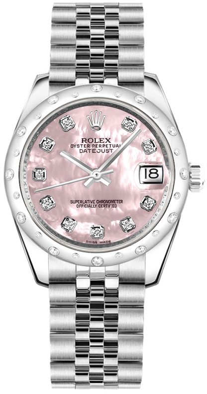 repliche Orologio Rolex Datejust 31 con diamante in madreperla rosa 178344