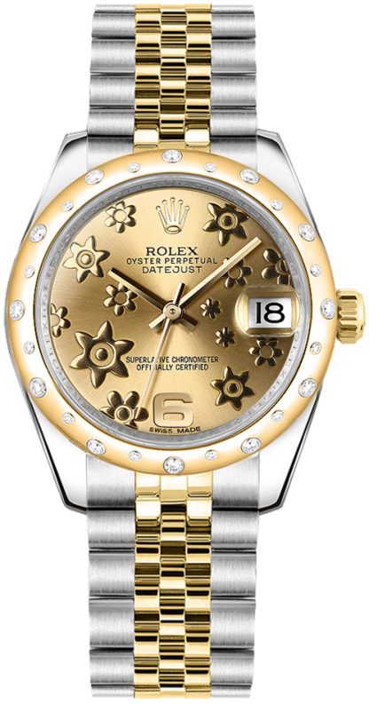 repliche Orologio Rolex Datejust 31 con quadrante motivo floreale champagne 178343