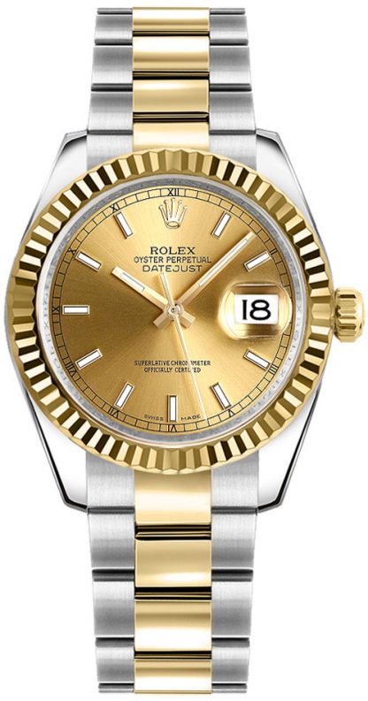 repliche Orologio Rolex Datejust 31 in acciaio e oro giallo 18 carati 178273