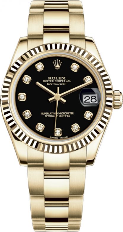 repliche Orologio Rolex Datejust 31 in oro massiccio con diamante nero 178278