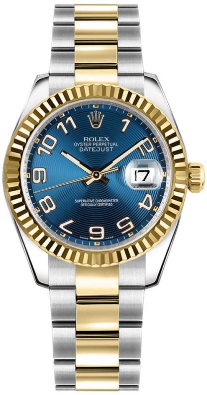 repliche Orologio Rolex Datejust 31 quadrante blu oro giallo e acciaio 178273