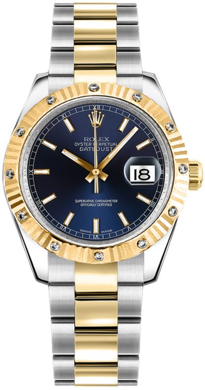 repliche Orologio Rolex Datejust 31 quadrante blu quadrante con diamanti bicolore 178313