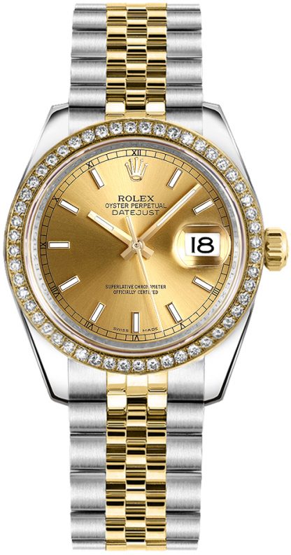 repliche Orologio Rolex Datejust 31 quadrante champagne oro e acciaio 178383