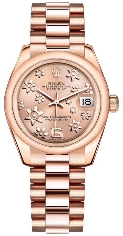 repliche Orologio Rolex Datejust 31 quadrante design floreale rosa 178245