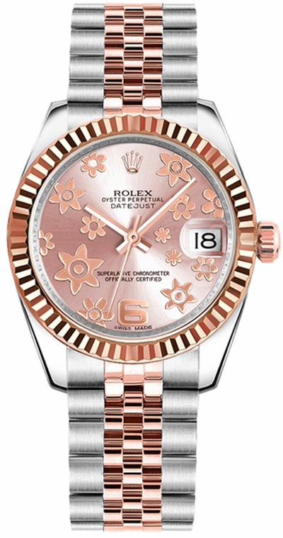 repliche Orologio Rolex Datejust 31 quadrante motivo floreale rosa 178271