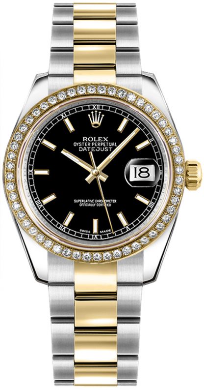 repliche Orologio Rolex Datejust 31 quadrante nero con diamante 178383