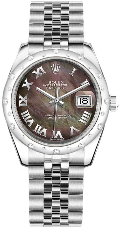 repliche Orologio Rolex Datejust 31 quadrante nero in madreperla quadrante romano 178344