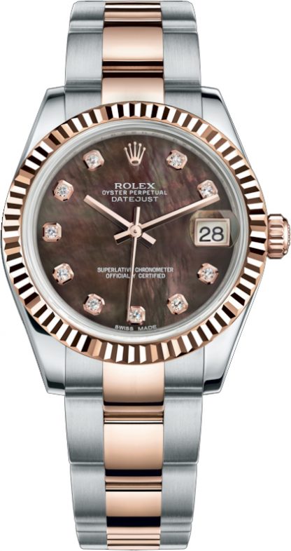 repliche Orologio Rolex Datejust 31 quadrante nero madreperla diamante 178271