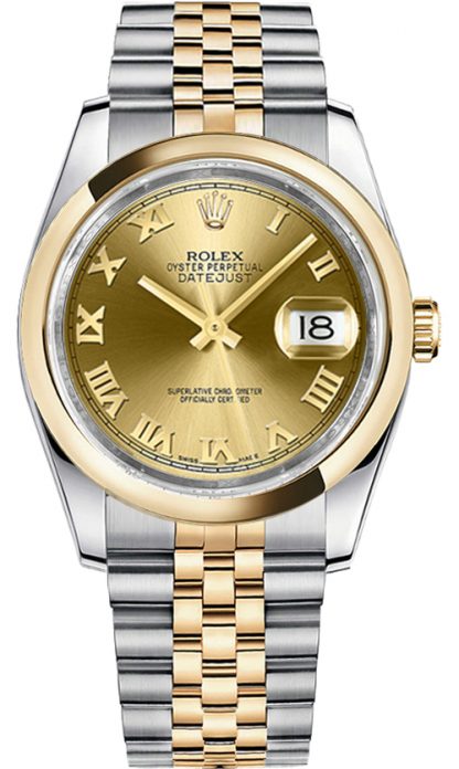 repliche Orologio Rolex Datejust 36 Champagne con numeri romani 116203