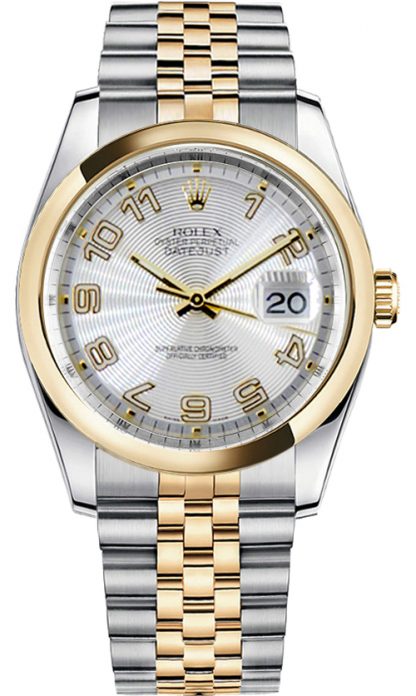 repliche Orologio Rolex Datejust 36 con lunetta a cupola in oro giallo 116203