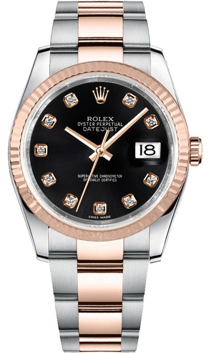 repliche Orologio Rolex Datejust 36 con lunetta scanalata in oro massiccio 116231