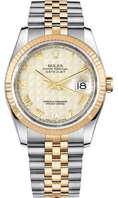 repliche Orologio Rolex Datejust 36 con quadrante scanalato quadrante avorio 116233