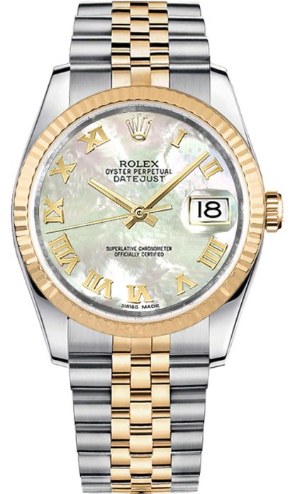 repliche Orologio Rolex Datejust 36 in madreperla con numero romano 116233