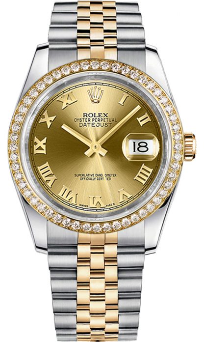 repliche Orologio Rolex Datejust 36 numeri romani in oro e acciaio 116243