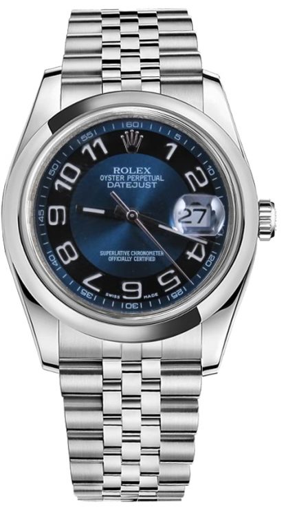 repliche Orologio Rolex Datejust 36 quadrante a cupola quadrante blu orologio 116200