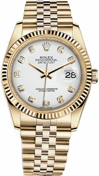 repliche Orologio Rolex Datejust 36 quadrante bianco diamante 116238