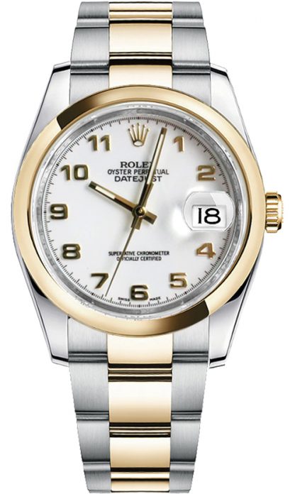 repliche Orologio Rolex Datejust 36 quadrante bianco oro e acciaio 116203