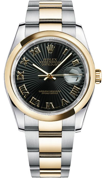 repliche Orologio Rolex Datejust 36 quadrante nero Sunbeam 116203