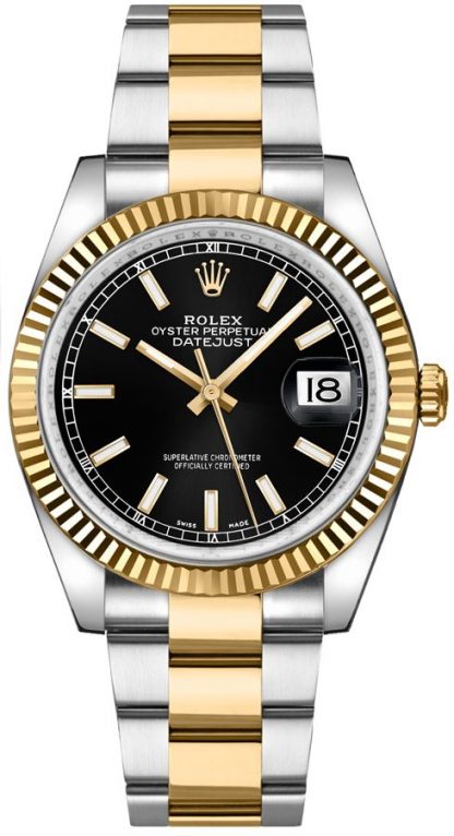 repliche Orologio Rolex Datejust 36 quadrante nero acciaio e oro 116233