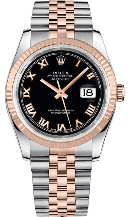 repliche Orologio Rolex Datejust 36 quadrante nero numeri romani 116231