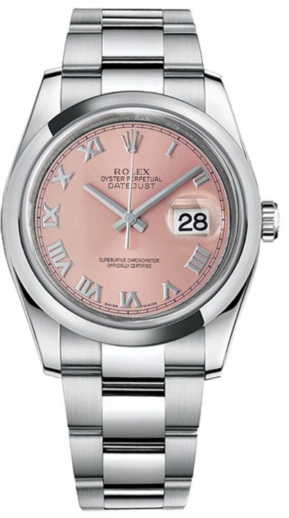 repliche Orologio Rolex Datejust 36 quadrante numeri romani rosa 116200