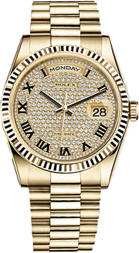 repliche Orologio Rolex Day-Date 36 Diamond Pave Watch 118238