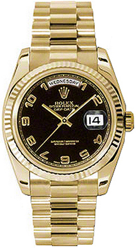 repliche Orologio Rolex Day-Date 36 lunetta scanalata in oro 118238