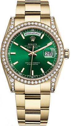 repliche Orologio Rolex Day-Date 36 quadrante verde oro 18 carati 118388