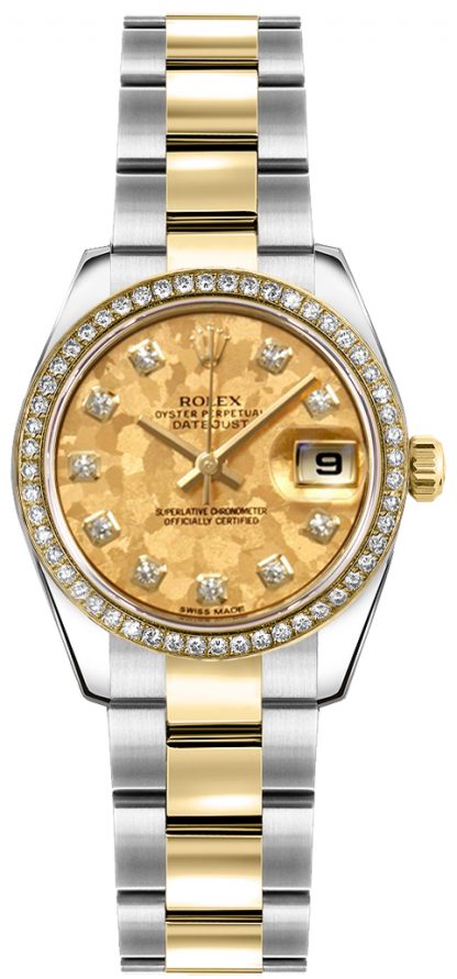 repliche Orologio Rolex Lady-Datejust 26 con diamanti in oro e acciaio 179383