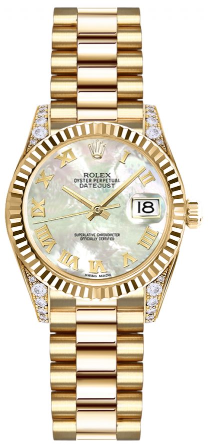 repliche Orologio Rolex Lady-Datejust 26 in madreperla con numero romano 179238