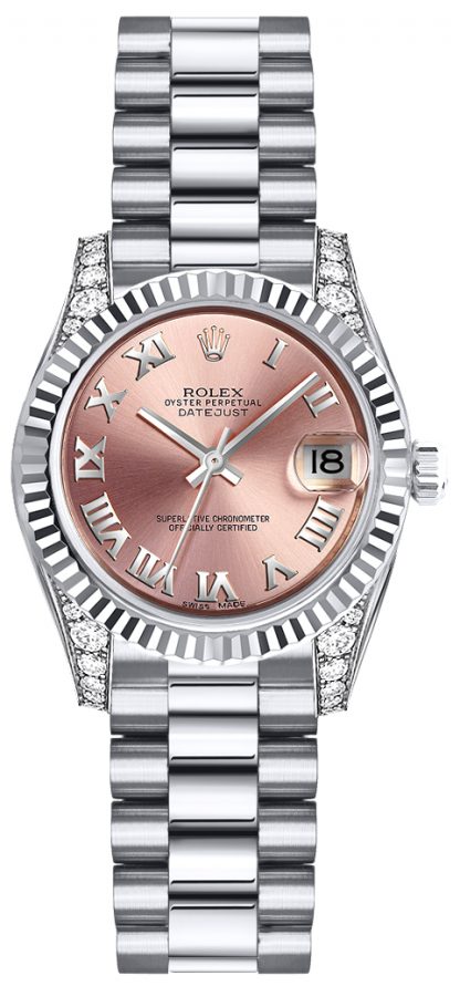 repliche Orologio Rolex Lady-Datejust 26 in oro rosa con numeri romani 179239