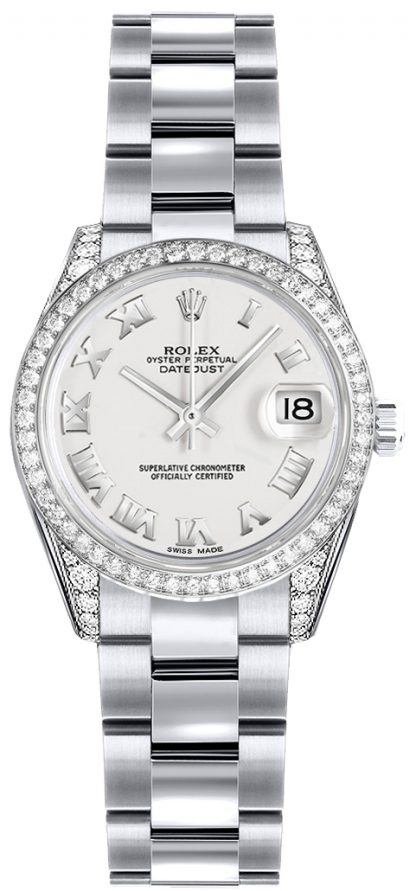 repliche Orologio Rolex Lady-Datejust 26 quadrante bianco numeri romani 179159