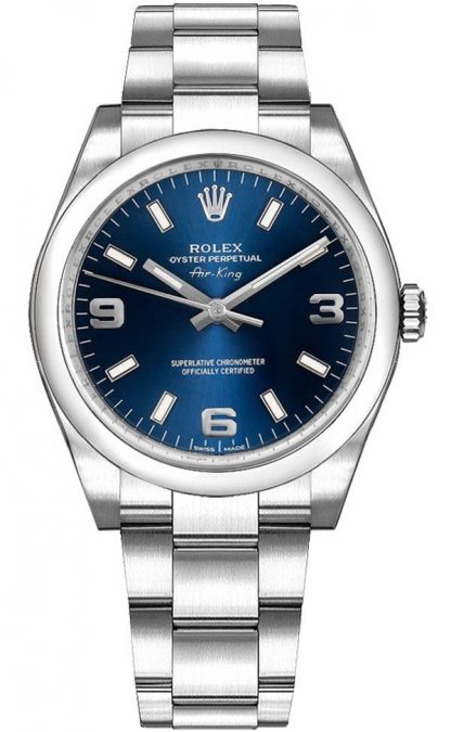repliche Orologio Rolex Oyster Perpetual 34 quadrante blu di medie dimensioni 114200