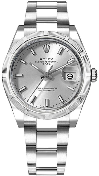 repliche Orologio Rolex Oyster Perpetual Date 34 con quadrante argento 115210