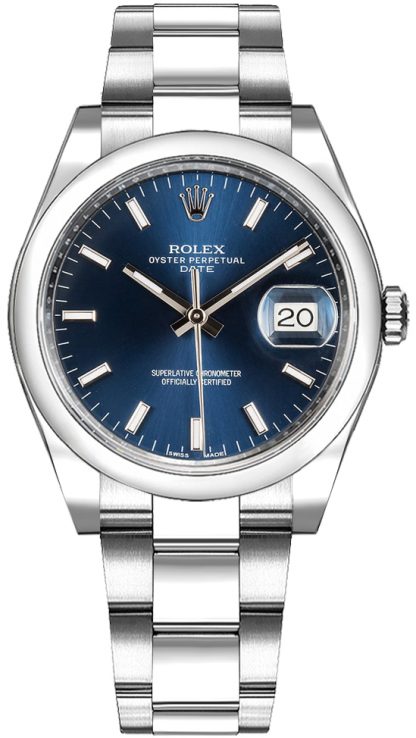 repliche Orologio Rolex Oyster Perpetual Date 34 quadrante blu 115200