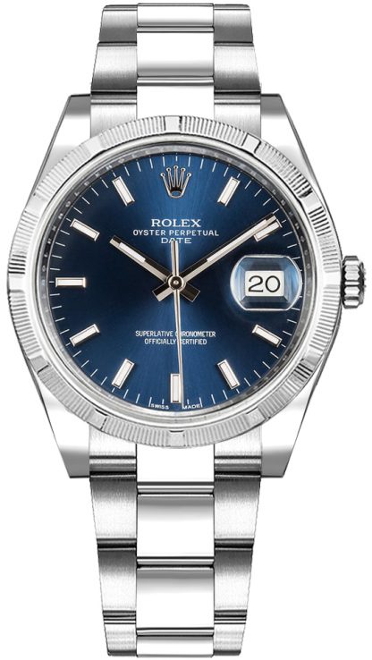 repliche Orologio Rolex Oyster Perpetual Date 34 quadrante blu 115210