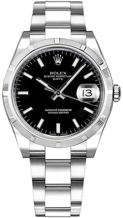 repliche Orologio Rolex Oyster Perpetual Date 34 quadrante nero 115210