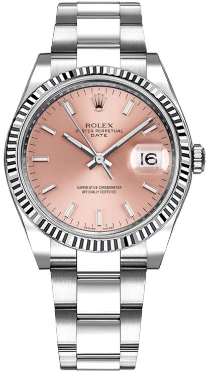 repliche Orologio automatico Rolex Oyster Perpetual Date 34 quadrante rosa 115234