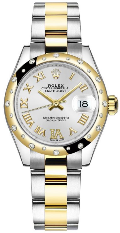 repliche Orologio da donna Rolex Datejust 31 con bracciale Oyster in diamanti d'argento 278343RBR