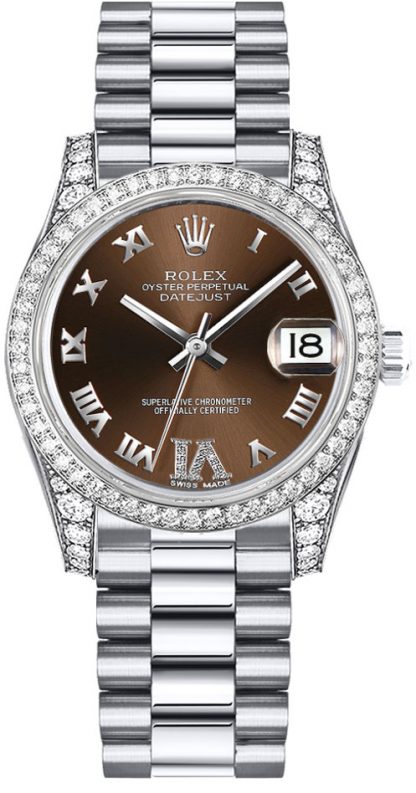 repliche Orologio da donna Rolex Datejust 31 con quadrante in bronzo e diamanti 178159