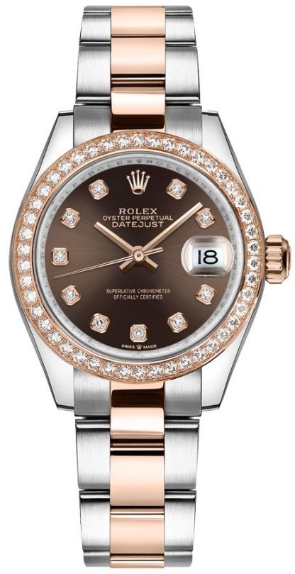 repliche Orologio da donna Rolex Datejust 31 con quadrante in diamante al cioccolato 278381RBR