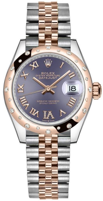 repliche Orologio da donna Rolex Datejust 31 di lusso in acciaio e oro rosa 278341RBR