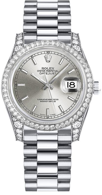 repliche Orologio da donna Rolex Datejust 31 quadrante argento oro bianco 178159