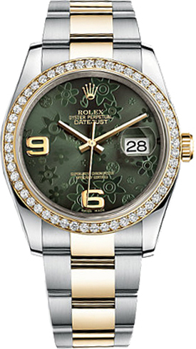 repliche Orologio da donna Rolex Datejust 36 floreale verde 116243