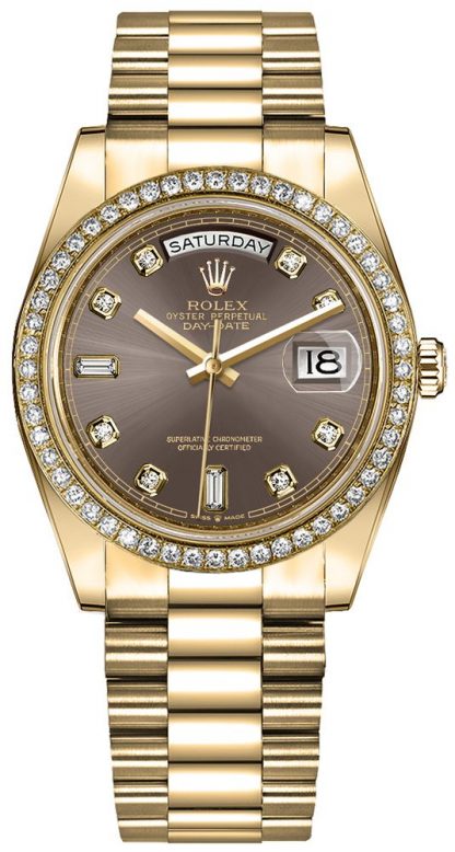 repliche Orologio da donna Rolex Day-Date 36 Diamond Hour Markers 128348RBR