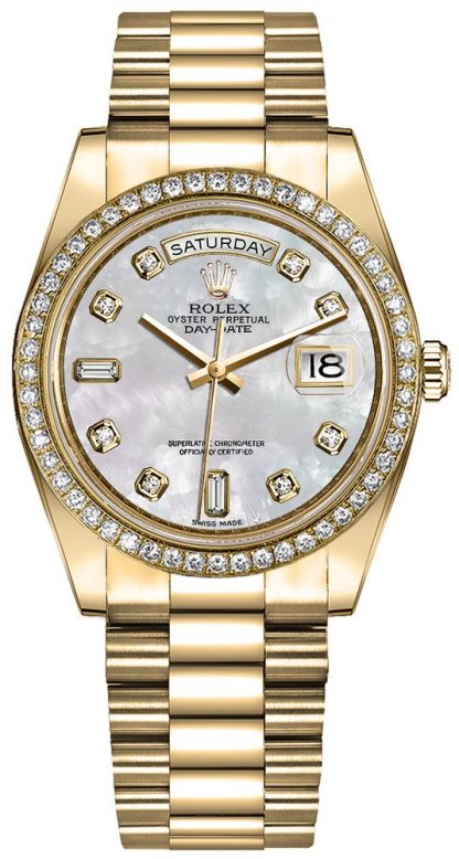 repliche Orologio da donna Rolex Day-Date 36 oro giallo 18 carati con diamanti 128348RBR