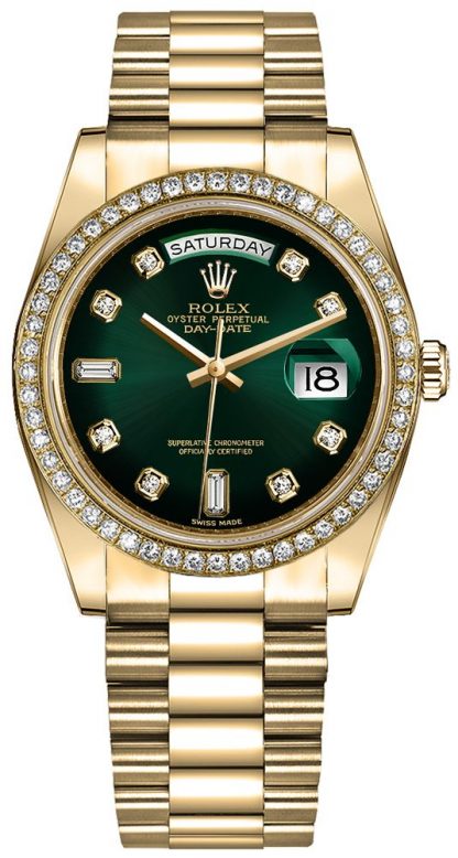 repliche Orologio da donna Rolex Day-Date 36 quadrante verde Ombre 128348RBR