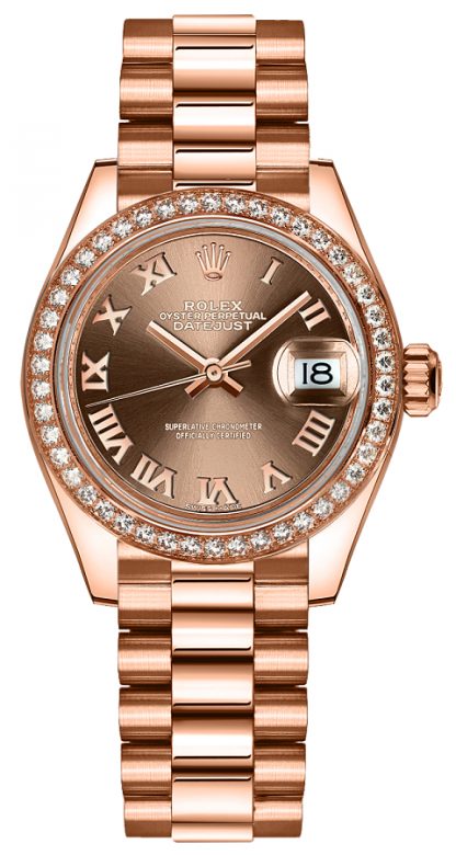 repliche Orologio da donna Rolex Lady-Datejust 28 in oro rosa massiccio 279135RBR